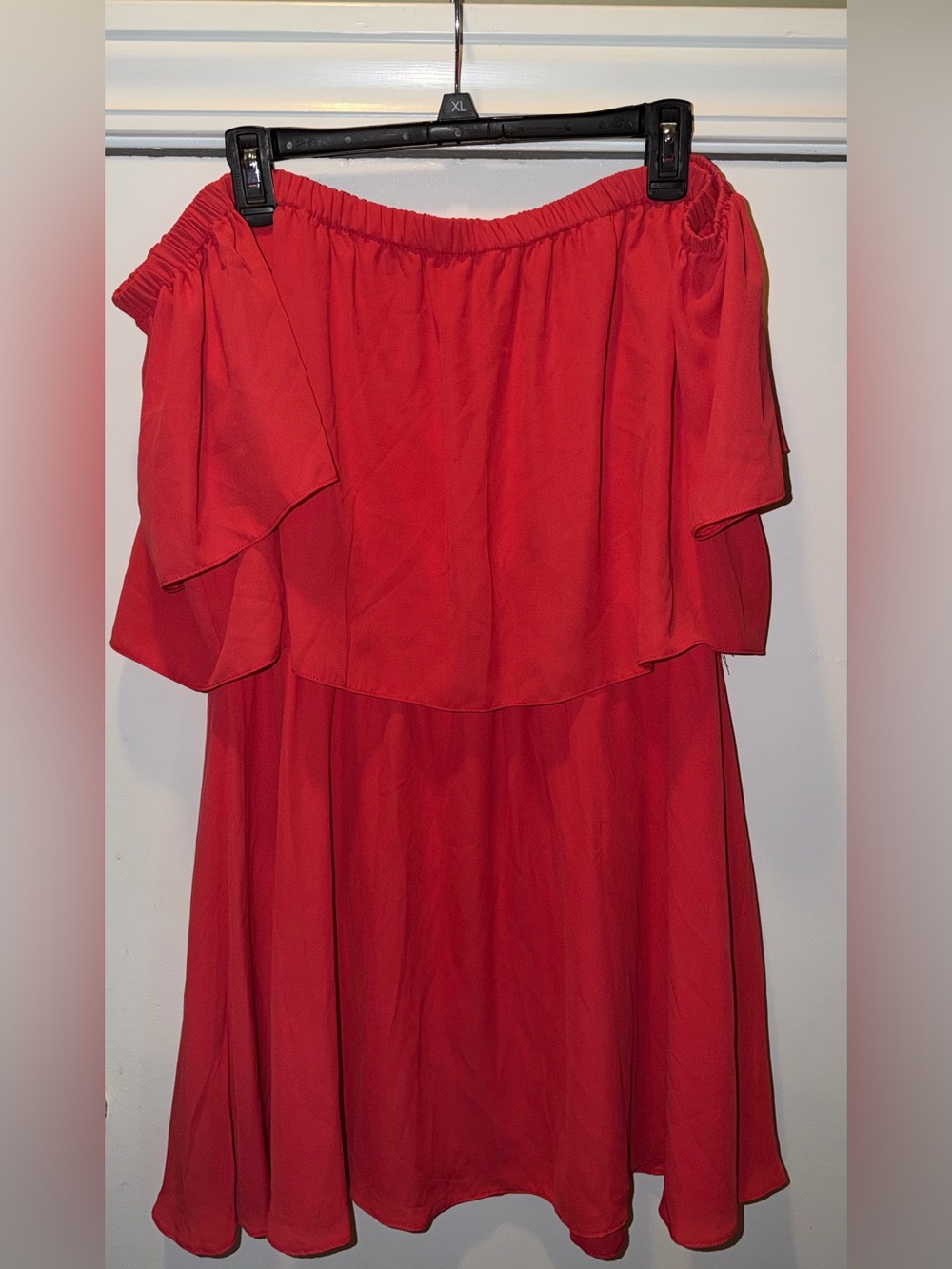 ASOS Off-Shoulder Red Orange Ruffle Dress